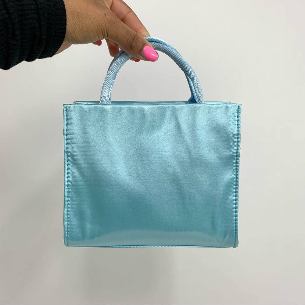 ❌SOLD❌ Brandon Blackwood Baby Blue Satin ESR Tote - Picture 3 of 10